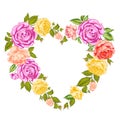 Roses heart frame. Royalty Free Stock Photo