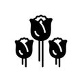 Black solid icon for Roses, rosa and petals