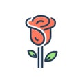 Color illustration icon for Roses, rosebush and petals