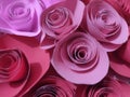 Roses made of paper in a variety of colors