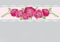 Hand sketched roses and lace in paper layer style