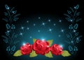 Roses with ornament and glowing stars