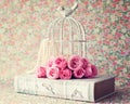 Roses over vintage book Royalty Free Stock Photo