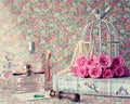 Roses over vintage book Royalty Free Stock Photo