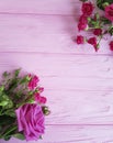 roses on a pink beautiful softness decoration birthday wooden vintage background rustic Royalty Free Stock Photo