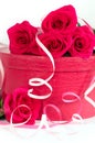 Roses with a pink box Royalty Free Stock Photo