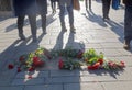 Roses on the place where the swedish prime minister Olof Palme w Royalty Free Stock Photo