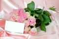 Roses on satin fabric Royalty Free Stock Photo