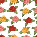 Roses seamless pattern, hand drawing, vector illustration Royalty Free Stock Photo
