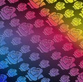 Roses Seamless Pattern rainbow background Royalty Free Stock Photo