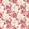 Roses seamless pattern, watercolor illustration, background Royalty Free Stock Photo