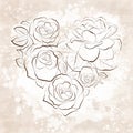 Roses in shape of a heart. Vintage style Royalty Free Stock Photo