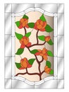 Roses stained glass, mosaic pattern with flowers, bevels and light pink background Royalty Free Stock Photo