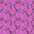 Roses on tiger wild skin leather seamless pattern background Royalty Free Stock Photo