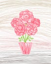 Roses in vase. Hand drawn vector illustration. Colored pencil, pen or marker doodle sketch Royalty Free Stock Photo