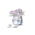 Roses in a vase. Hand-drawn. A watercolor drawing. Close up. Is Royalty Free Stock Photo