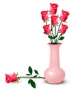 Roses in a vase. Vector.