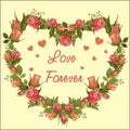 Roses vector frame heart - Love Forever Royalty Free Stock Photo