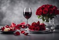 roses wine red Close background nner romantic format gray gift Vertical