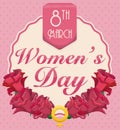 Roses and Women's Symbol to Commemorate Women's Day, Vector Illustration