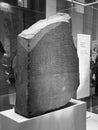 Rosetta Stone at British Museum in London, black and white