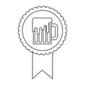 Rosette badge with beer glass foamy drink