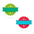 Rosette with ribbon icons vector set isolated on white, flat style or sale tag or badge, idea of quality or warranty Royalty Free Stock Photo