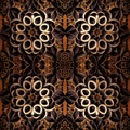 Rosette Seamless art nouveau design for Mirror Pattern. Pattern mirrored repeat for background. Generative AI. Wallpaper of
