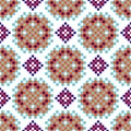 Rosette shapes folk seamless vector pattern pixelated texture.
