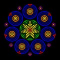 Rosette window leadlight radial dot patterns