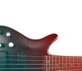 Rosewood bass guitar deck and neck with frets and strings with gradient effect Royalty Free Stock Photo