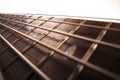 Rosewood bass guitar fret board and strings Royalty Free Stock Photo