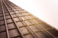 Rosewood bass guitar fret board and strings Royalty Free Stock Photo
