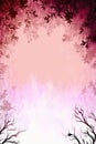 Rosewood Pink Light Pink Background Silhouettes Leafy Branches Vertical Mobile Postcard. Generative AI Royalty Free Stock Photo