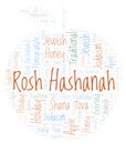 Rosh Hashanah in apple shape word cloud.