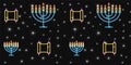 Rosh Hashanah neon seamless pattern. Jewish New Year background. Israel holiday concept. Royalty Free Stock Photo