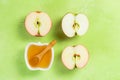 Rosh hashanah concept - honey, apples, pomegranate, symbols Royalty Free Stock Photo