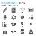 Rosh Hashanah glyph icon set