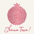 Rosh Hashanah Hashana greeting card - Jewish New Year. Greeting text Shana tova on Hebrew Royalty Free Stock Photo
