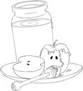 Rosh Hashanah Honey Jar and Apples Coloring Page