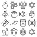 Rosh Hashanah Icons. Jewish New Year Set. Vector