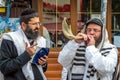 Rosh Hashanah, Jewish New Year 5778. It is celebrated near the grave of Rabbi Nachman in Uman. Jewish hasid blows Shofar