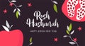 Rosh hashanah jewish new year holiday greeting card design set. Greeting cards with symbols of Jewish holiday Rosh Royalty Free Stock Photo