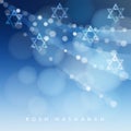 Rosh Hashanah, Jewish New Year holiday or Hannukah greeting card with lights and Jewish stars. Modern blurred