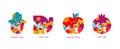 Rosh Hashanah, Jewish New Year holiday symbols, objects and illustrations. Apple, Pomegranate, Hamsa and Dove, filled