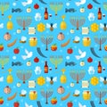 Rosh Hashanah, Shana Tova seamless pattern vector illustration. Royalty Free Stock Photo