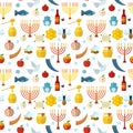 Rosh Hashanah, Shana Tova seamless pattern vector illustration. Royalty Free Stock Photo