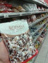 Roshen chocolate candies in hand