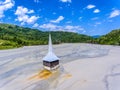 Rosia Montana Geamana lake and flooded Church. Environmental dis Royalty Free Stock Photo