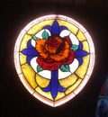 Rosicrucian symbol, stained glass